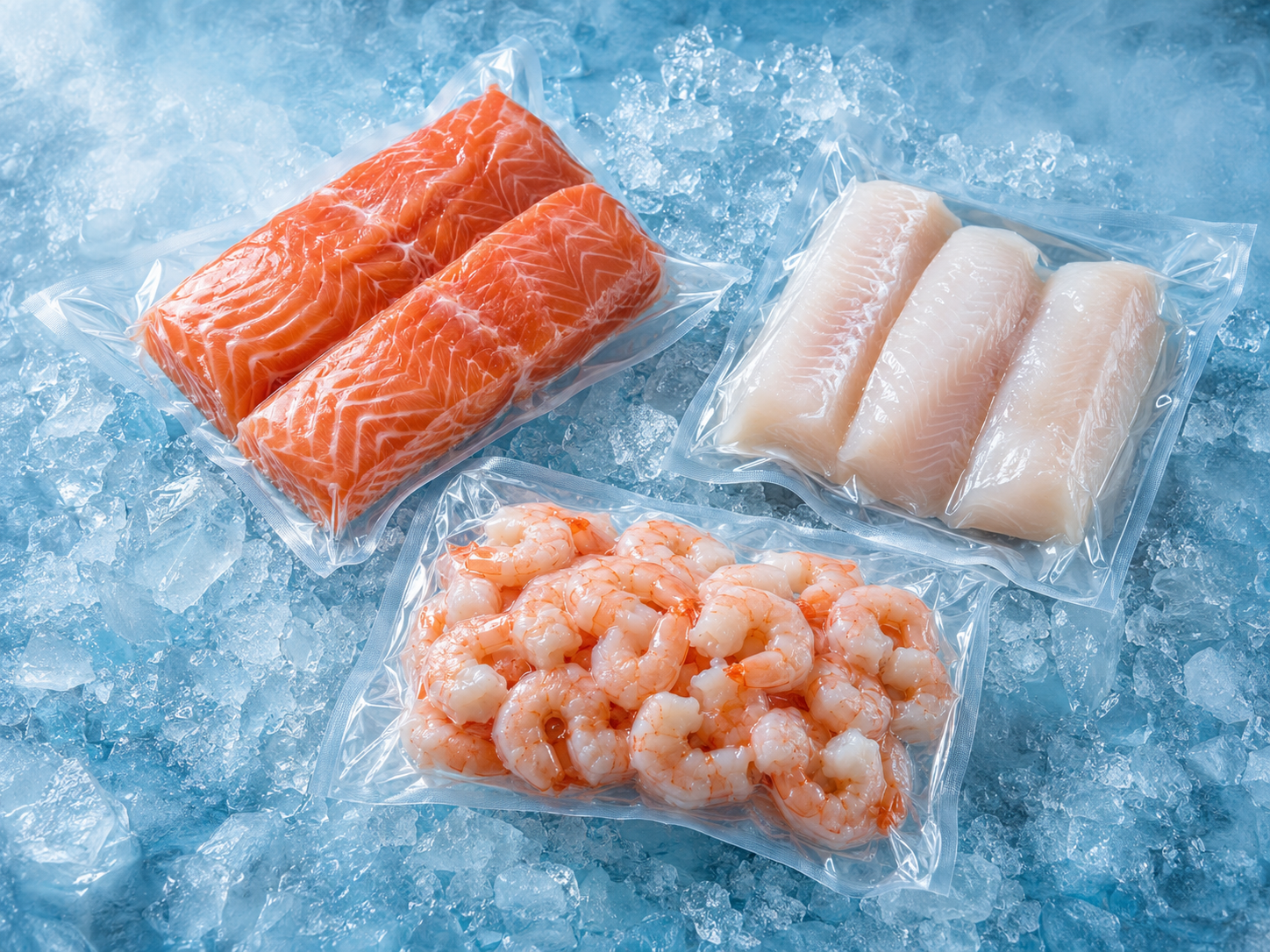 Frozen seafood selection available for delivery in Dubai